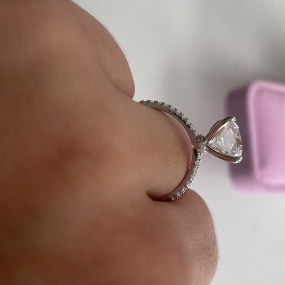 14K Gold Moissanite Engagement Rings, 4CT Elongated Cushion Cut Moissanite Rings - Picture 3 of 8